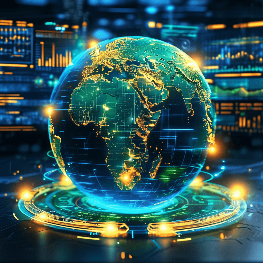 Digital globe representing the global impact and AI-powered solutions at NextEdge AI Consulting.